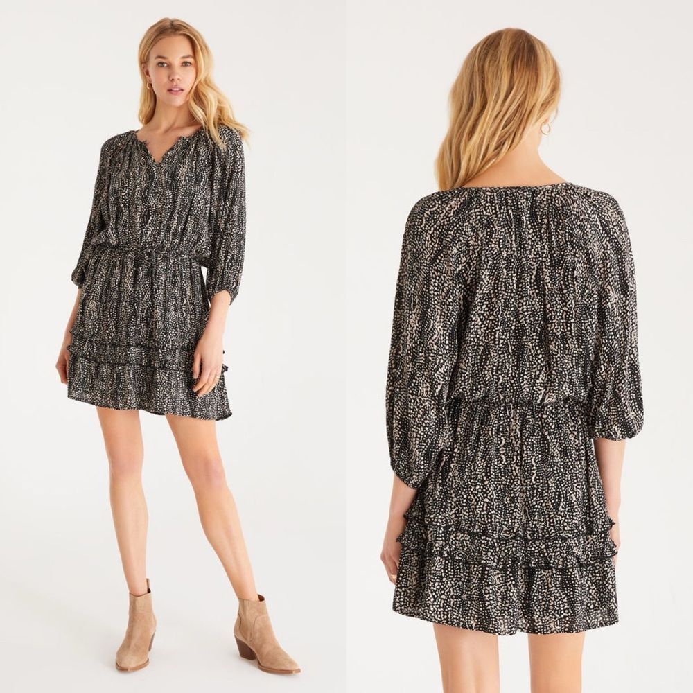 Z Supply Black Printed Mini Dress